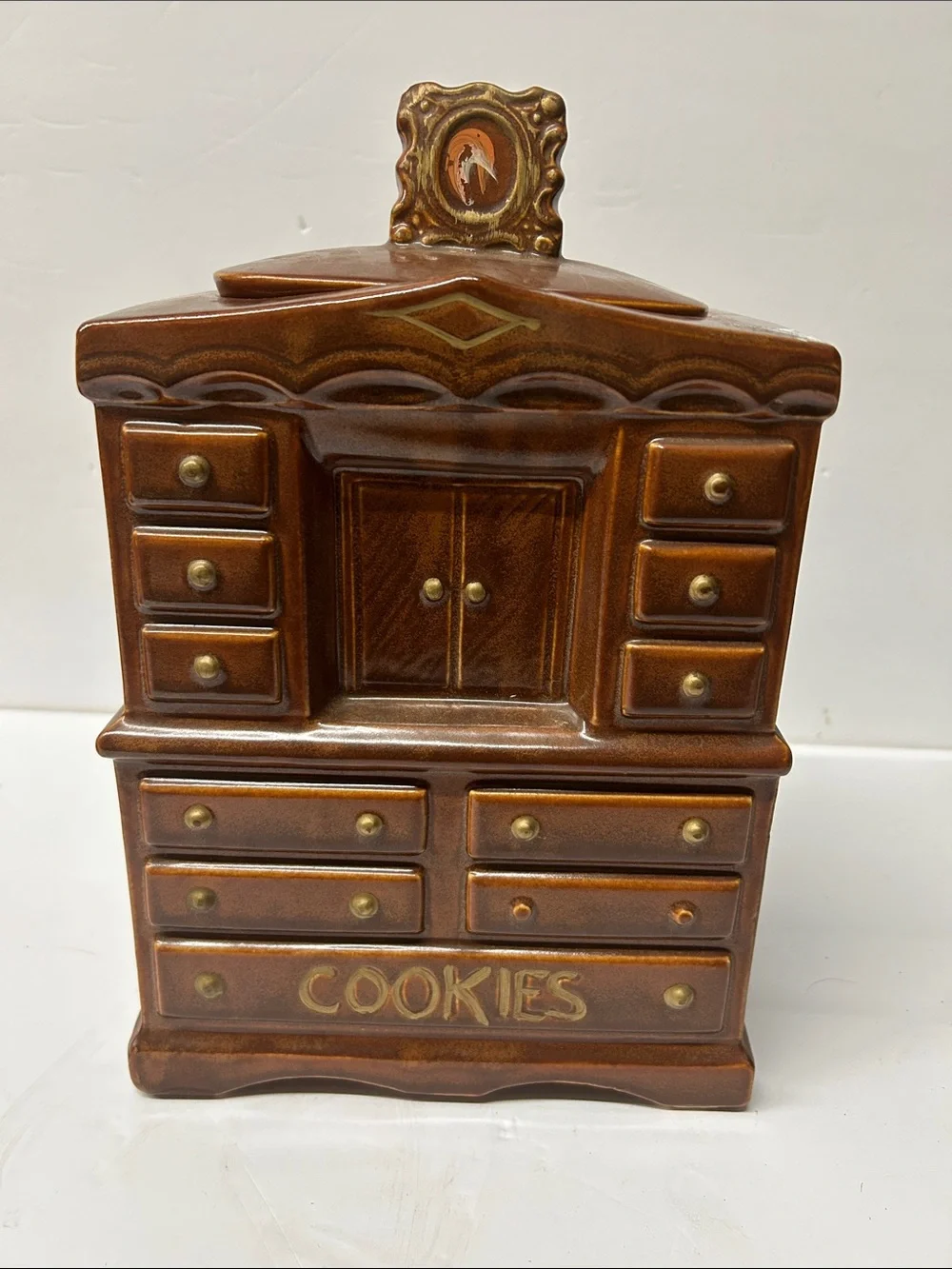 Vintage Brown McCoy 1960s Ceramic Cookie Jar - Cabinet Design